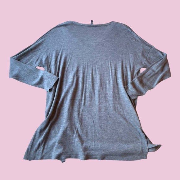 Eileen Fisher merino wool gray v-neck lightweight oversized sweater Large - Picture 3 of 15